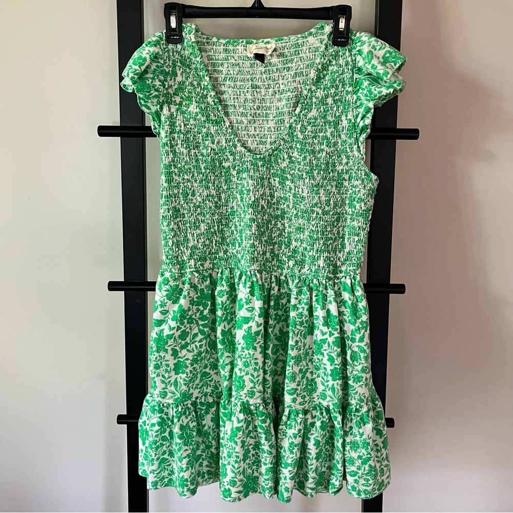 Universal Thread Ruffled Short Sleeve Smocked Mini Spring Dress L - Picture 3 of 11